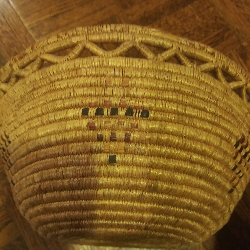 Antique southwestern tribal coil basket